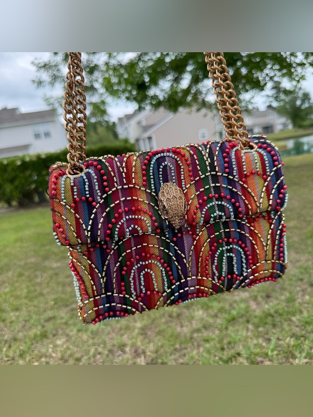 Kurt Geiger London Medium Kensington multicolor beaded Crossbody bag NWT boho